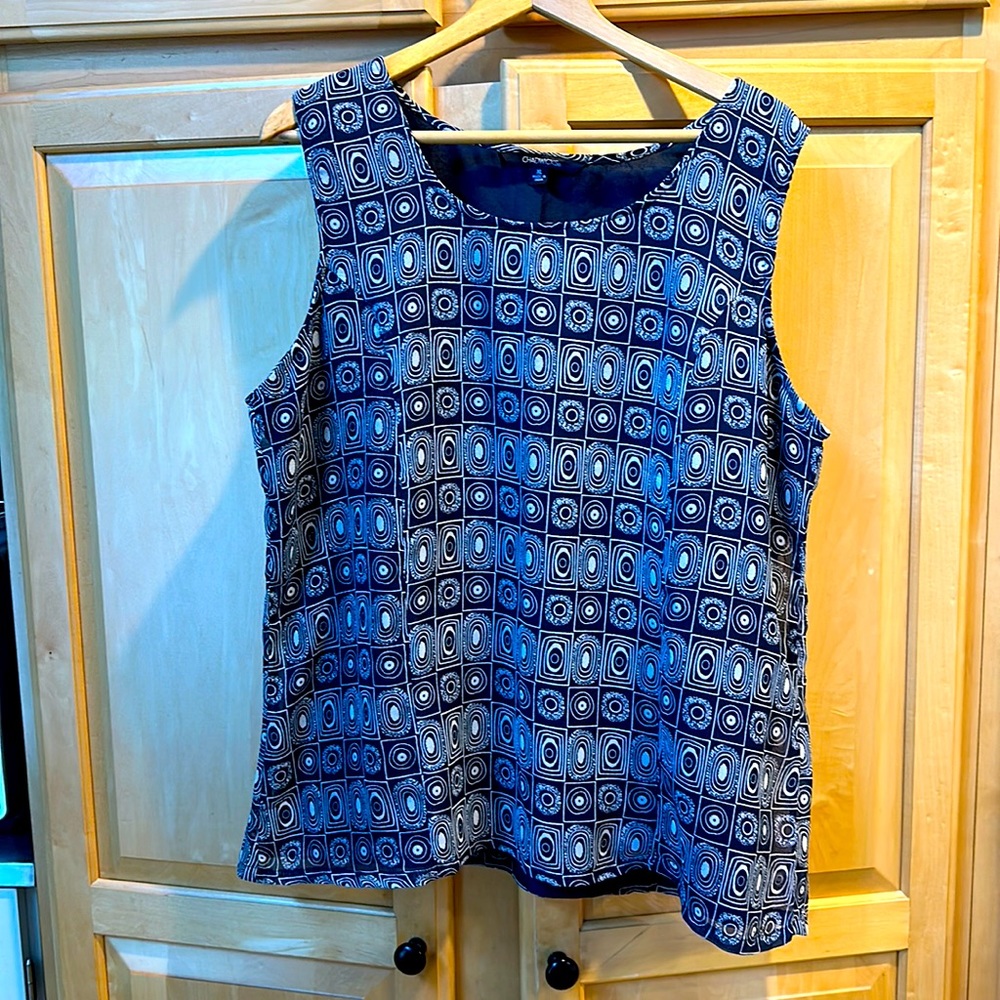 Chadwick’s Navy Blue Patterned Tank, Size XL